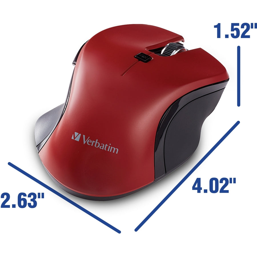 Verbatim USB-C&trade; Wireless Blue LED Mouse - Red 70246