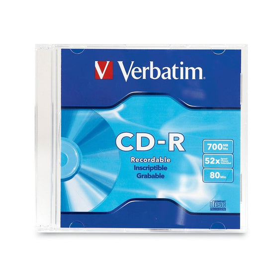 Verbatim CD-R 700MB 52X with Branded Surface - 1pk Slim Case 94776