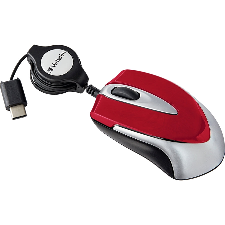 Verbatim USB-C Mini Optical Travel Mouse-Red 70236