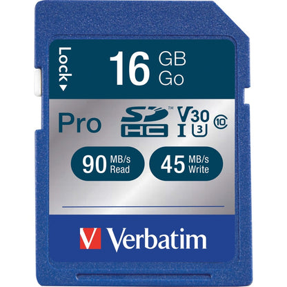 Verbatim 16GB Pro 600X SDHC Memory Card, UHS-I V30 U3 Class 10 98046