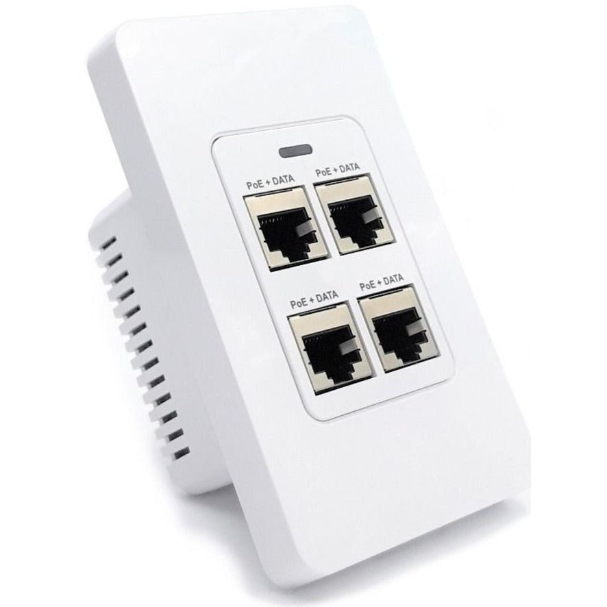 VisionTek 4 Port In-wall Gigabit PoE Extender with IEEE 802.3bt Uplink Power 600017