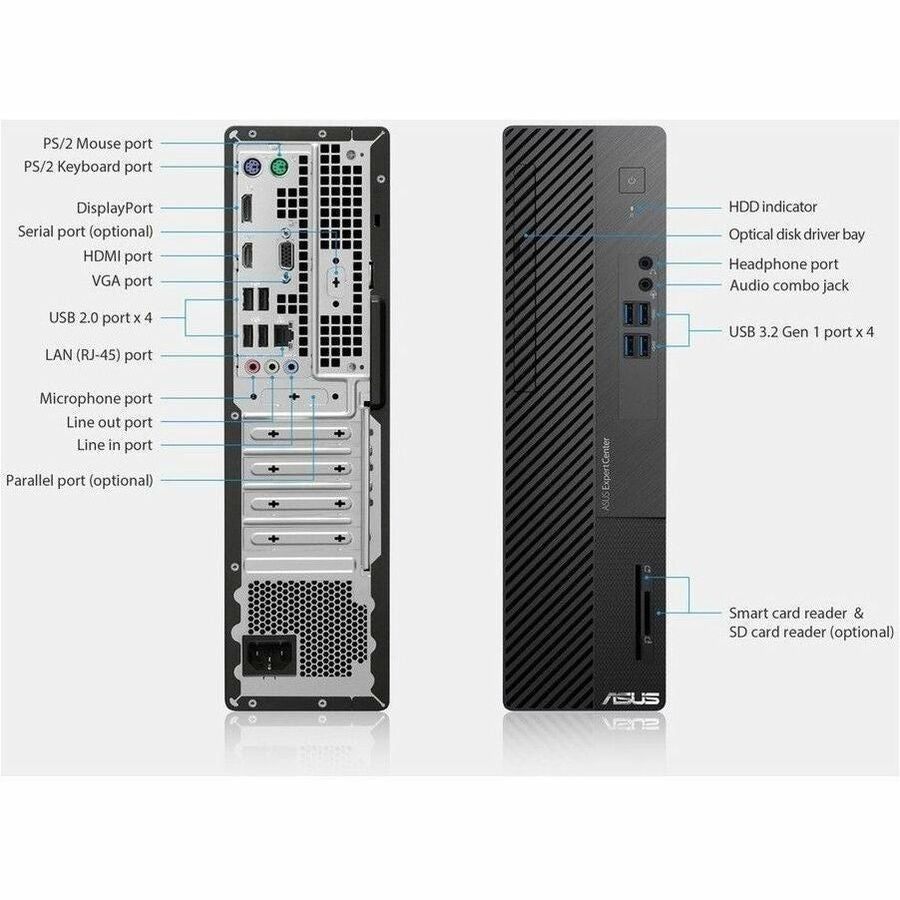 Ordinateur de bureau Asus ExpertCenter D500SD-Q31P - Intel Core i3 12e génération i3-12100 Quad-core (4 cœurs) 3,30 GHz - 8 Go de RAM DDR4 SDRAM - 256 Go de SSD M.2 PCI Express NVMe 3.0 - Petit facteur de forme - Noir D500SD-Q31P