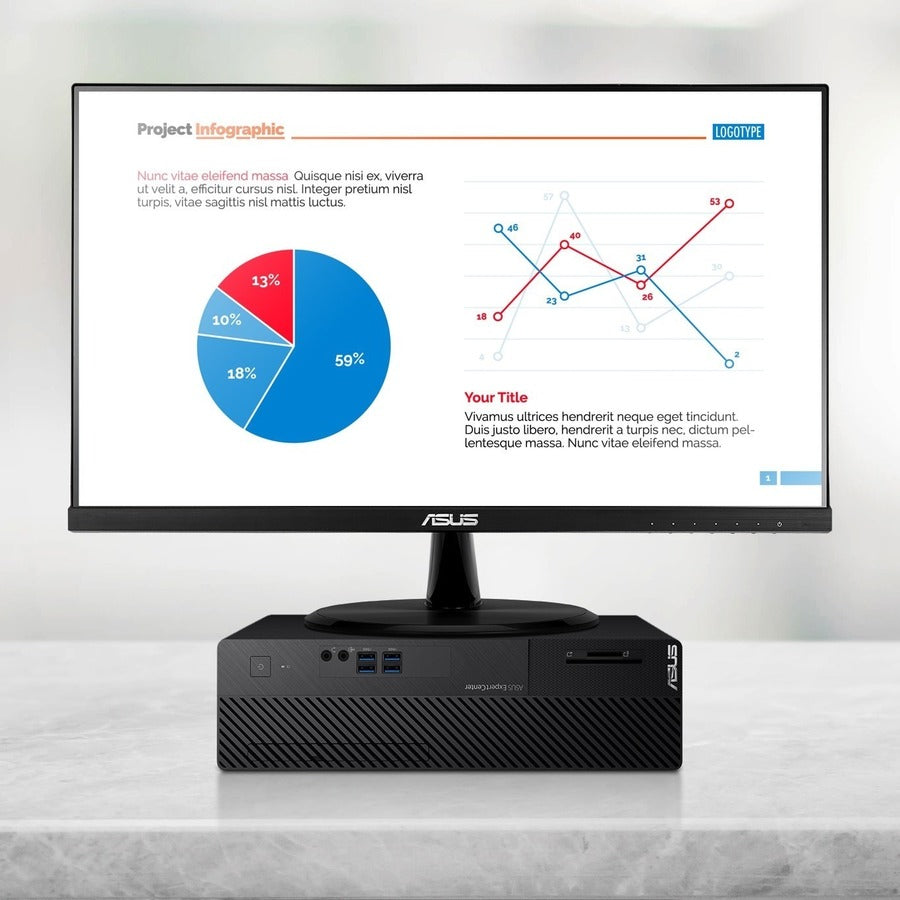 Ordinateur de bureau Asus ExpertCenter D500SD-Q31P - Intel Core i3 12e génération i3-12100 Quad-core (4 cœurs) 3,30 GHz - 8 Go de RAM DDR4 SDRAM - 256 Go de SSD M.2 PCI Express NVMe 3.0 - Petit facteur de forme - Noir D500SD-Q31P