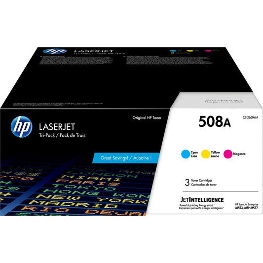 HP 508A Original Laser Toner Cartridge - Cyan, Magenta, Yellow - 3 / Pack CF360AM