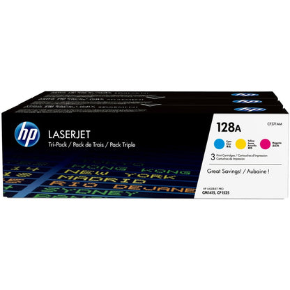 HP 128A (CF371AM) Original Laser Toner Cartridge - Tri-pack - Cyan, Magenta, Yellow - 3 / Carton CF371AM