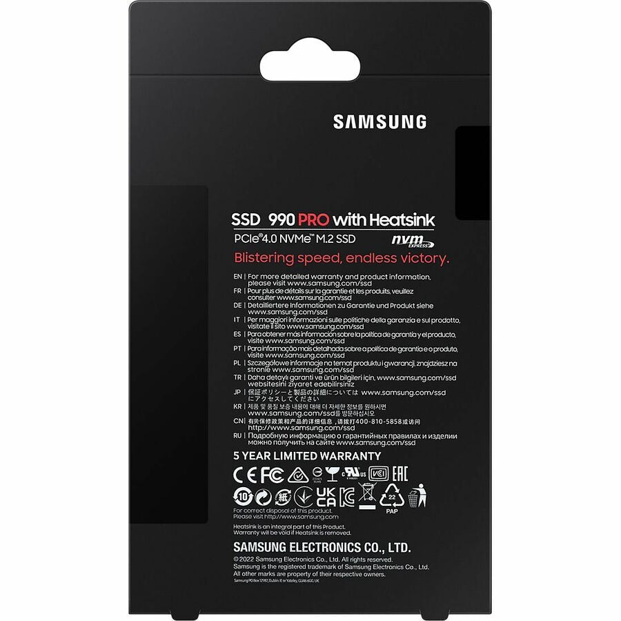 Samsung 990 PRO 1 TB Solid State Drive - M.2 2280 Internal - PCI Express NVMe (PCI Express NVMe 4.0 x4) MZ-V9P1T0CW