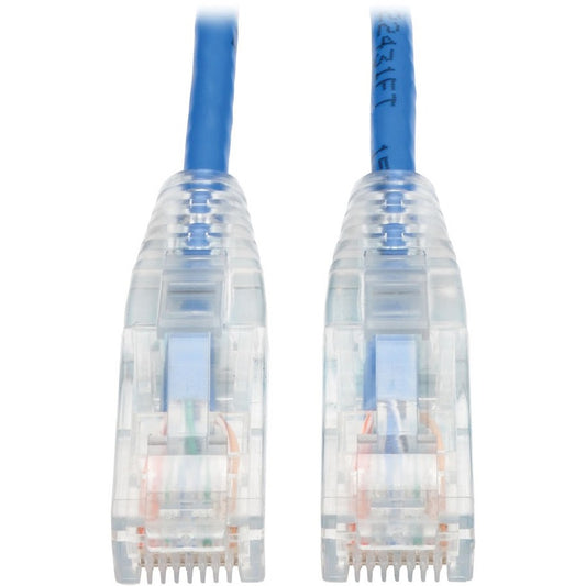 Tripp Lite Cat6 Gigabit Snagless Molded Slim UTP Patch Cable (RJ45 M/M), Blue, 1ft N201-S01-BL