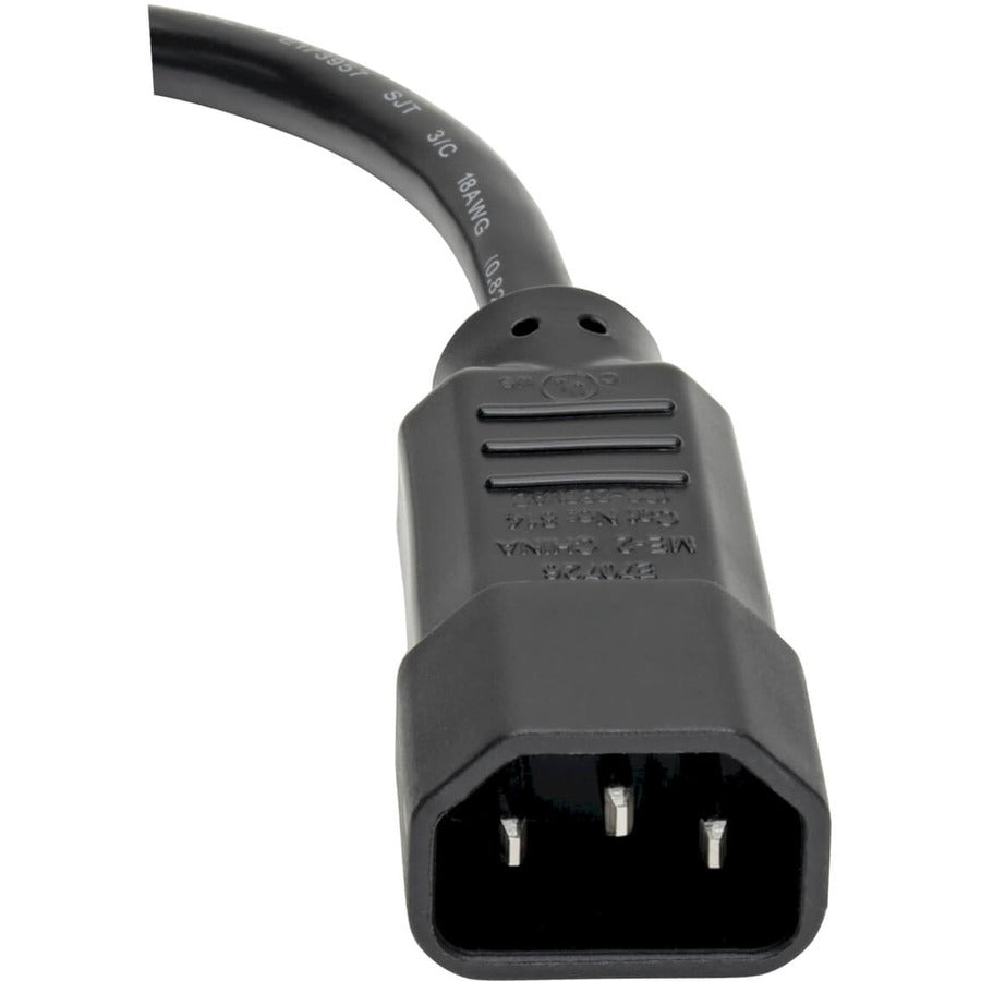 Tripp Lite 1ft Computer Power Cord Extension Cable C14 to C13 10A 18AWG 1' P004-001