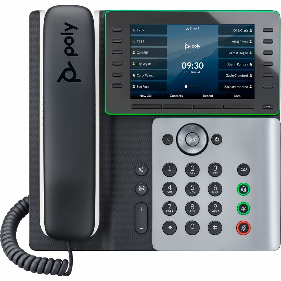 Poly Edge E500 IP Phone - Corded - Corded - Desktop, Wall Mountable - Black 89B56AA#ABA