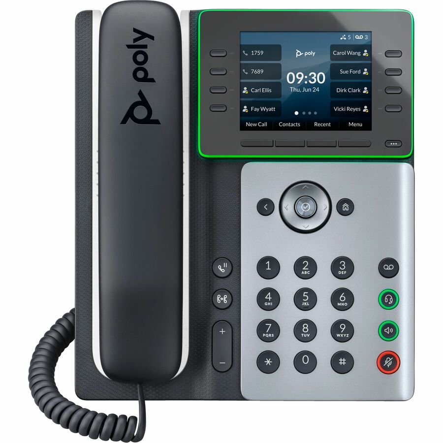 Poly Edge E350 IP Phone - Corded - Corded/Cordless - Wi-Fi, Bluetooth - Desktop, Wall Mountable - Black 89B53AA#ABA