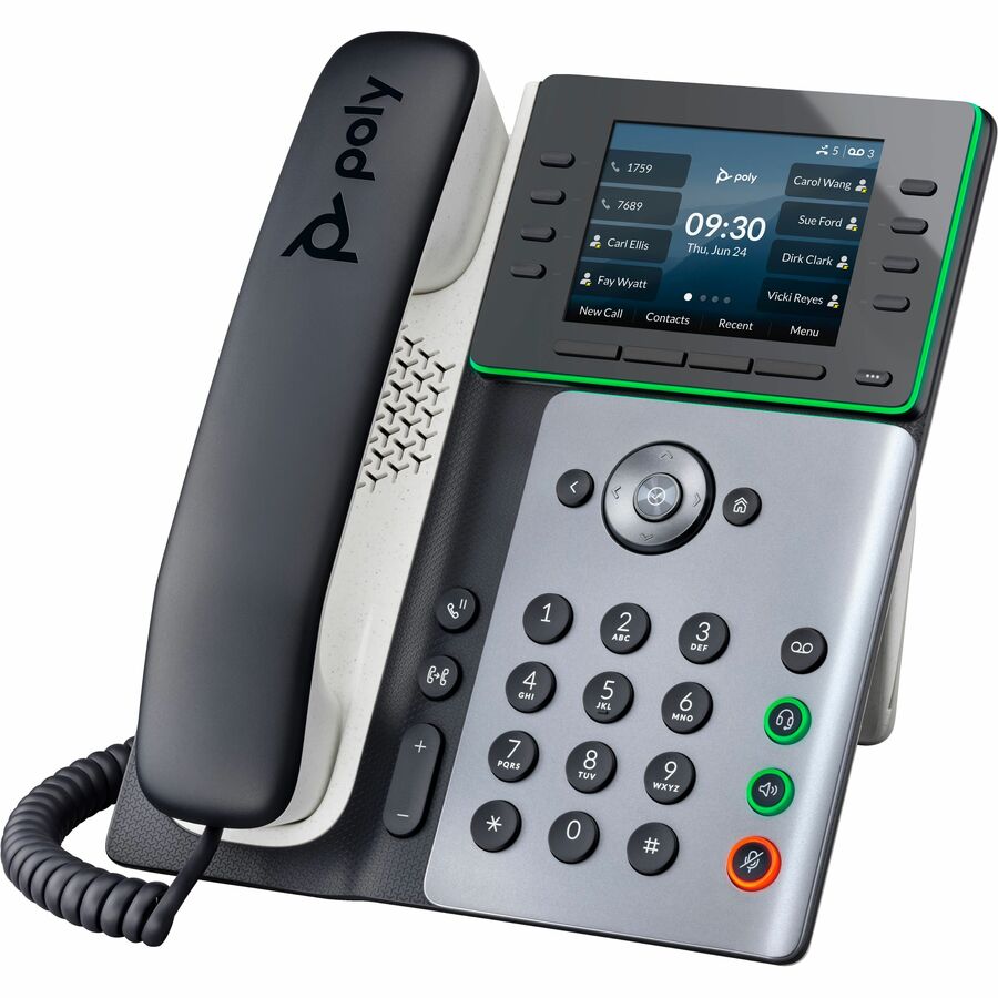 Poly Edge E350 IP Phone - Corded - Corded/Cordless - Wi-Fi, Bluetooth - Desktop, Wall Mountable - Black 89B53AA#ABA