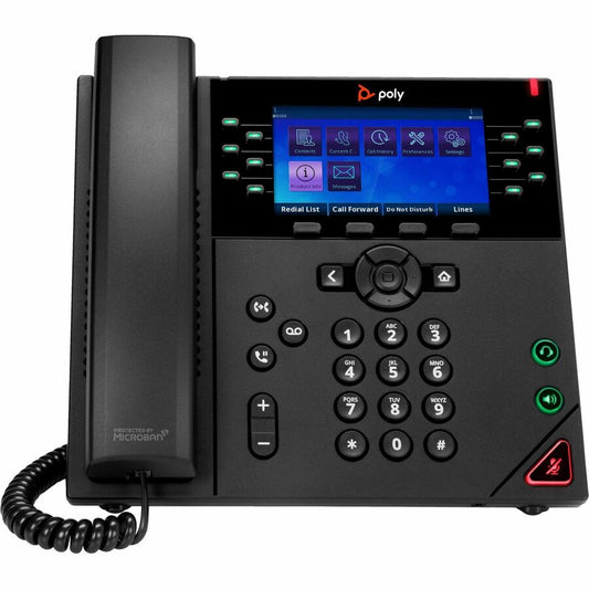 Poly VVX 450 IP Phone - Corded - Corded - Desktop, Wall Mountable - Black 89K71AA#ABA