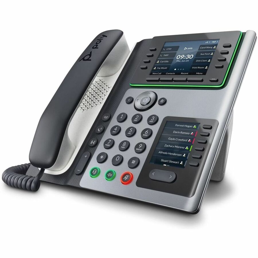 Poly Edge E450 IP Phone - Corded - Corded/Cordless - Wi-Fi, Bluetooth - Desktop - Black 82M90AA