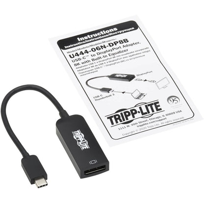 Tripp Lite by Eaton U444-06N-DP8B USB-C to DisplayPort Adapter Cable, M/F, Black, 6 in. U444-06N-DP8B