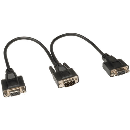 Tripp Lite 1ft VGA Monitor Y Splitter Cable High Resolution HD15 M/2xF 1' P516-001-HR