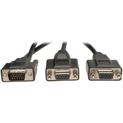 Tripp Lite 1ft VGA Monitor Y Splitter Cable High Resolution HD15 M/2xF 1' P516-001-HR