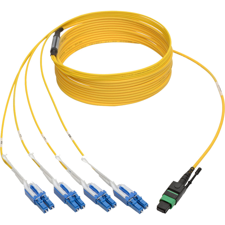 Tripp Lite by Eaton N390-05M-8LC-AP MTP/MPO to 8xLC Singlemode Breakout Patch Cable, Yellow, 5 m N390-05M-8LC-AP