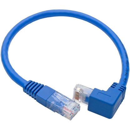 Tripp Lite by Eaton Down-Angle Cat6 UTP Patch Cable (RJ45) - 1 ft., M/M, Gigabit, Molded, Blue N204-001-BL-DN