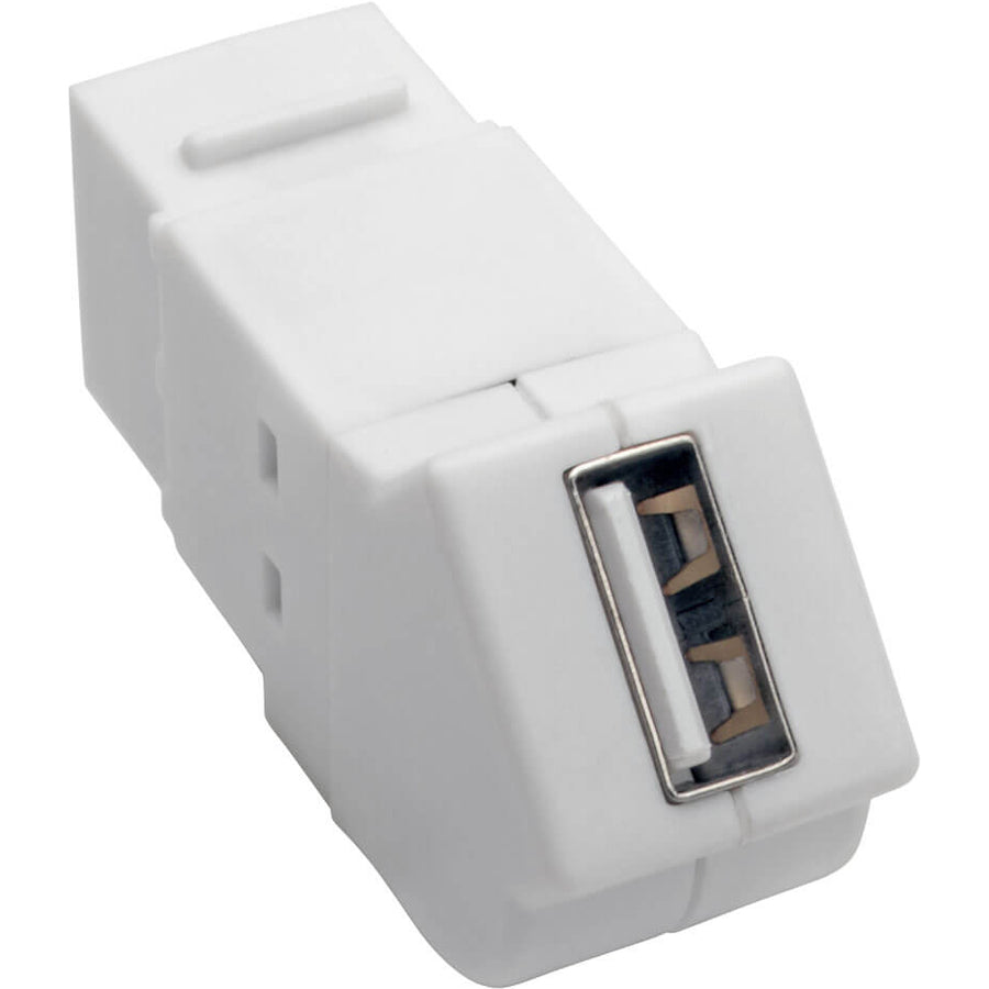 Tripp Lite by Eaton USB 2.0 All-in-One Keystone/Panel Mount Angled Coupler (F/F), White U060-000-KPA-WH