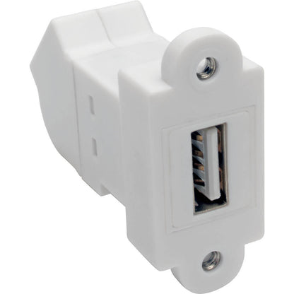 Tripp Lite by Eaton USB 2.0 All-in-One Keystone/Panel Mount Angled Coupler (F/F), White U060-000-KPA-WH