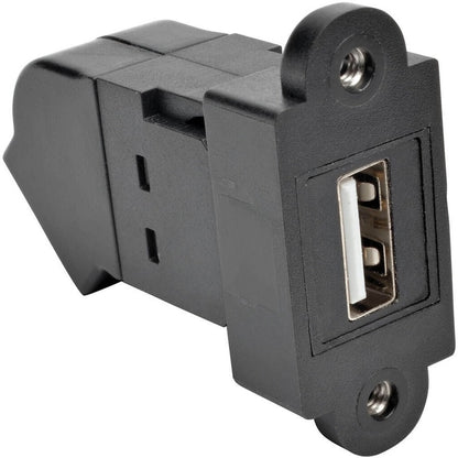 Tripp Lite by Eaton USB 2.0 All-in-One Keystone/Panel Mount Angled Coupler (F/F), Black U060-000-KPA-BK