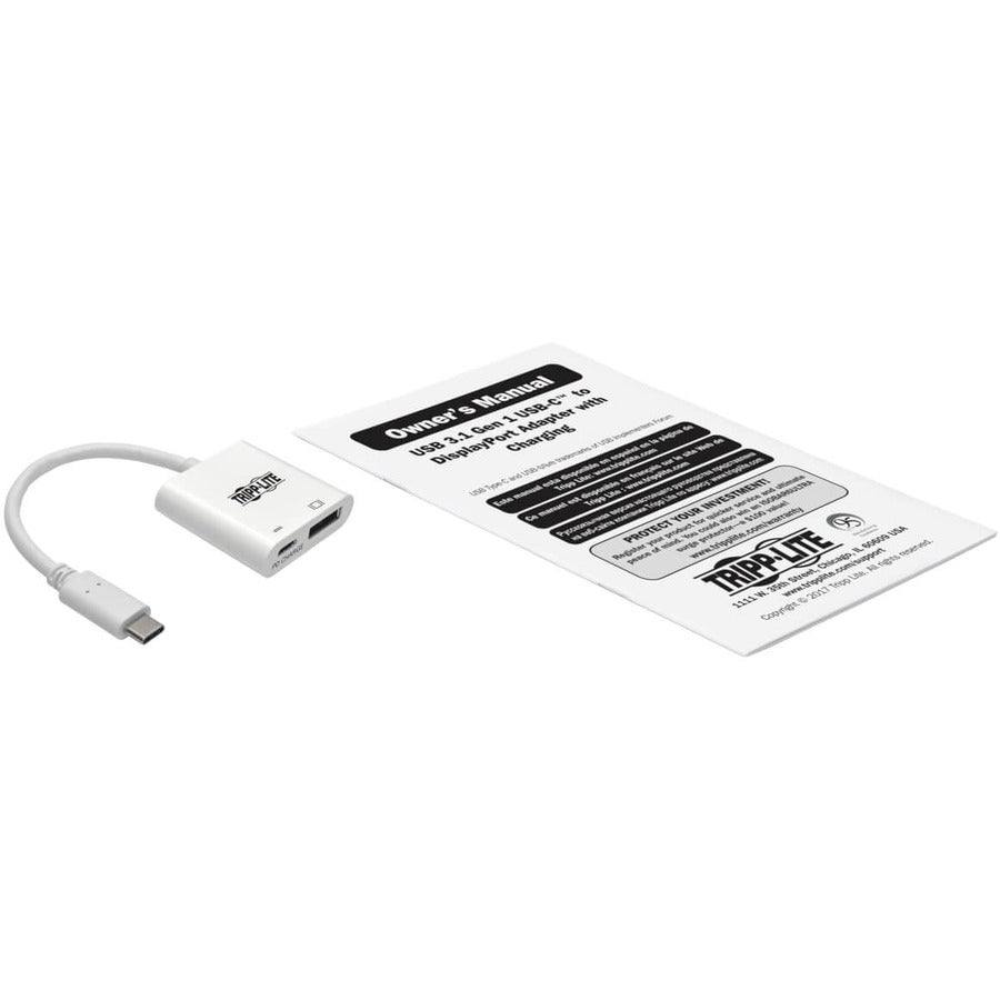 Tripp Lite by Eaton U444-06N-DP8WC USB-C to DisplayPort Adapter Cable, M/F, White, 6 in. U444-06N-DP8WC