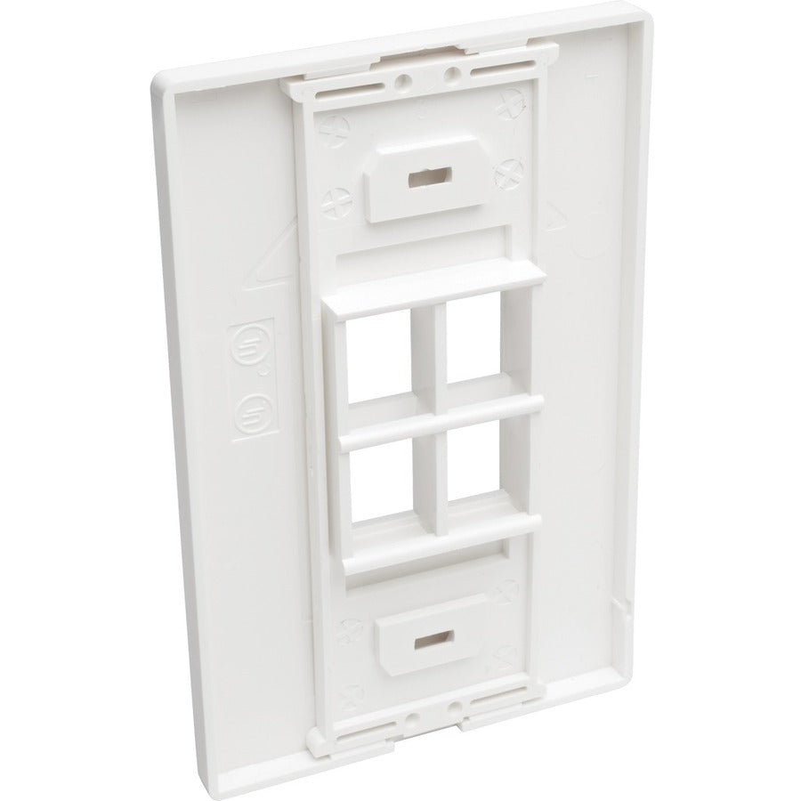 Tripp Lite by Eaton 4-Port Single-Gang Universal Keystone Wallplate, White N080-104