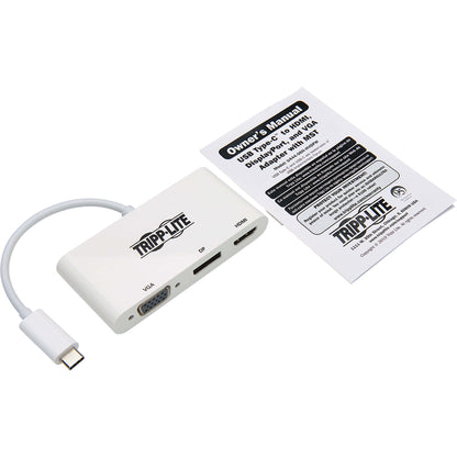 Tripp Lite by Eaton U444-06N-HVDPW USB-C Multiport Adapter - HDMI/DisplayPort/VGA, White U444-06N-HVDPW