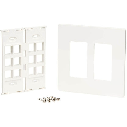 Tripp Lite by Eaton 12-Port Keystone Double-Gang Faceplate, White, TAA N080-212