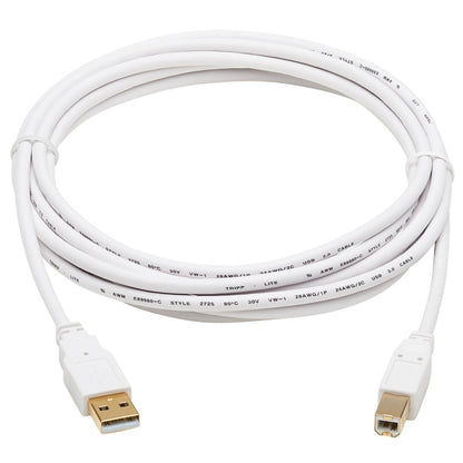 Tripp Lite Safe-IT USB-A to USB-B Antibacterial Cable (M/M), USB 2.0, White, 10 ft. U022AB-010-WH