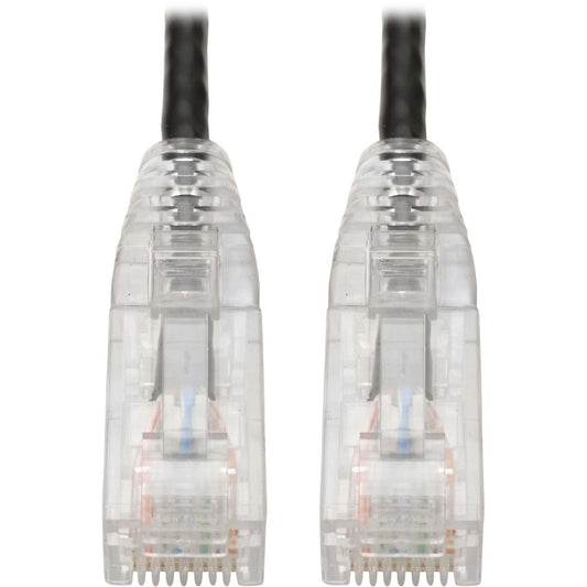 Tripp Lite by Eaton Cat6 UTP Patch Cable (RJ45) - M/M, Gigabit, Snagless, Molded, Slim, Black, 8 in N201-S8N-BK