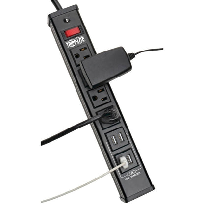 Tripp Lite Surge Protector Power Strip 4-Outlet 4 USB Charging Ports 6ft Cord - 4 x NEMA 5-15R, 4 x USB - 1875 VA - 450 J - 120 V AC Input TLM446USBB