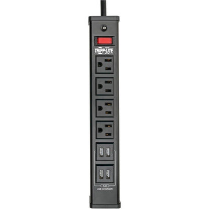 Tripp Lite Surge Protector Power Strip 4-Outlet 4 USB Charging Ports 6ft Cord - 4 x NEMA 5-15R, 4 x USB - 1875 VA - 450 J - 120 V AC Input TLM446USBB