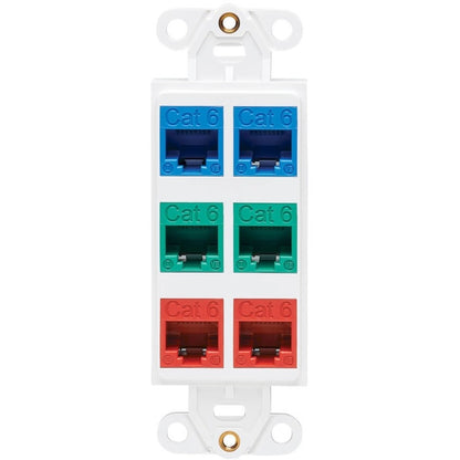 Tripp Lite by Eaton Center Plate Insert, Decora Style - Vertical, 6 Ports N042D-006V-WH