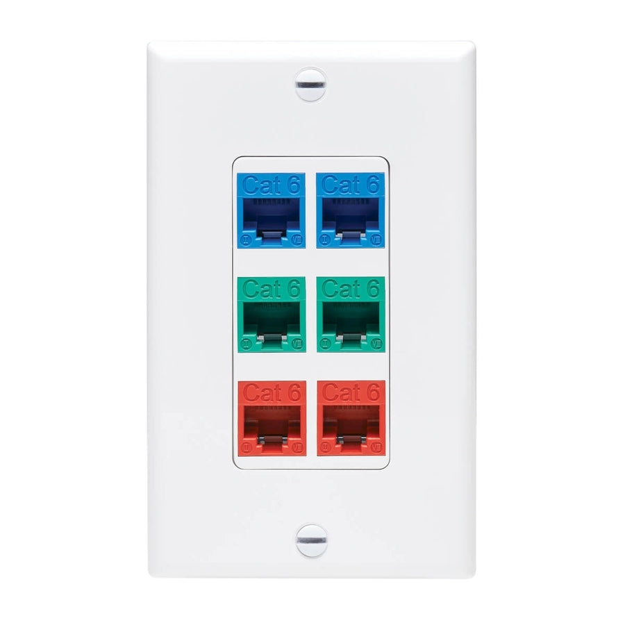 Tripp Lite by Eaton Center Plate Insert, Decora Style - Vertical, 6 Ports N042D-006V-WH