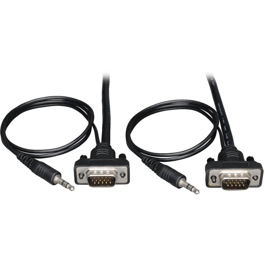 Tripp Lite 6ft VGA Coax Monitor Cable Low Profile with Audio and RGB High Resolution HD15 3.5mm M/M 6' P504-006-SM