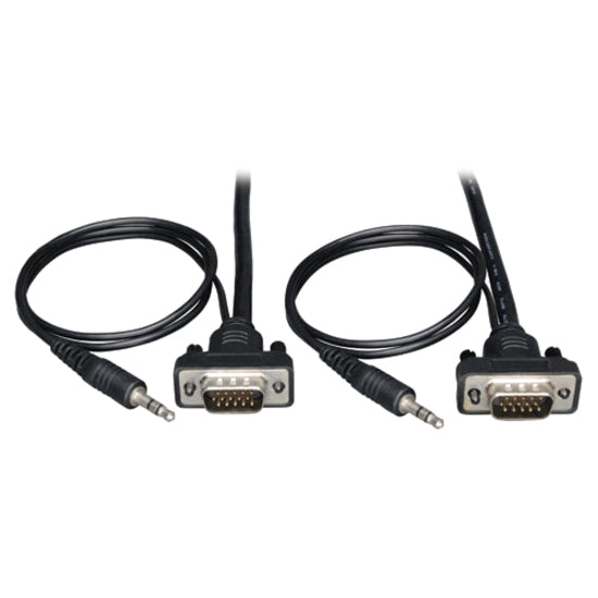 Tripp Lite 6ft VGA Coax Monitor Cable Low Profile with Audio and RGB High Resolution HD15 3.5mm M/M 6' P504-006-SM