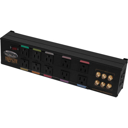 Tripp Lite Home Theater Isobar Surge Protector 10 Outlet RJ11 RJ45 Coax HT10DBS