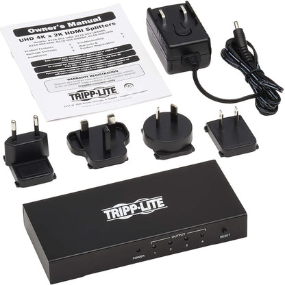 Tripp Lite by Eaton 4-Port HDMI Splitter - UHD 4K, International Plug Adapters B118-004-UHDINT