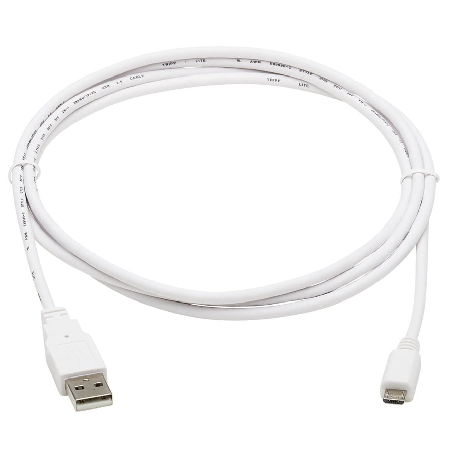 Tripp Lite Safe-IT USB-A to USB Micro-B Antibacterial Cable (M/M), USB 2.0, White, 6 ft. U050AB-006-WH