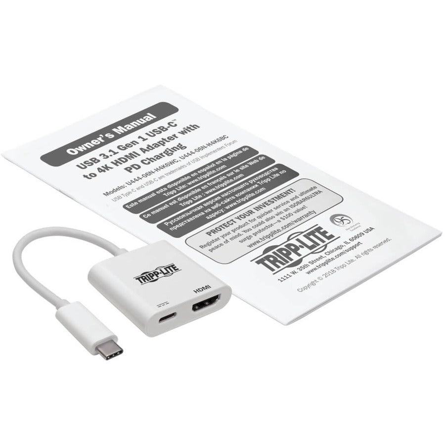 Tripp Lite by Eaton U444-06N-H4K6WC USB-C 3.1 to HDMI 4K Adapter, M/F, White U444-06N-H4K6WC