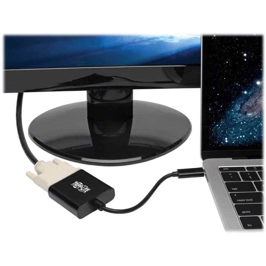 Tripp Lite by Eaton USB-C to DVI Adapter, USB 3.1, Thunderbolt 3, 1080p - M/F, Black U444-06N-DVIBAM