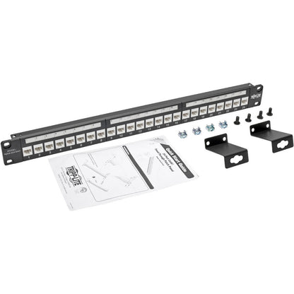 Tripp Lite by Eaton N254-024-6AD 24-Port 1U Rack-Mount Cat6a Feedthrough Patch Panel N254-024-6AD