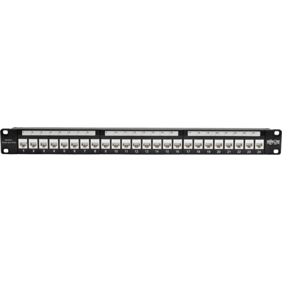 Tripp Lite by Eaton N254-024-6AD 24-Port 1U Rack-Mount Cat6a Feedthrough Patch Panel N254-024-6AD