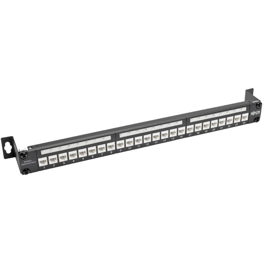 Tripp Lite by Eaton N254-024-6AD 24-Port 1U Rack-Mount Cat6a Feedthrough Patch Panel N254-024-6AD