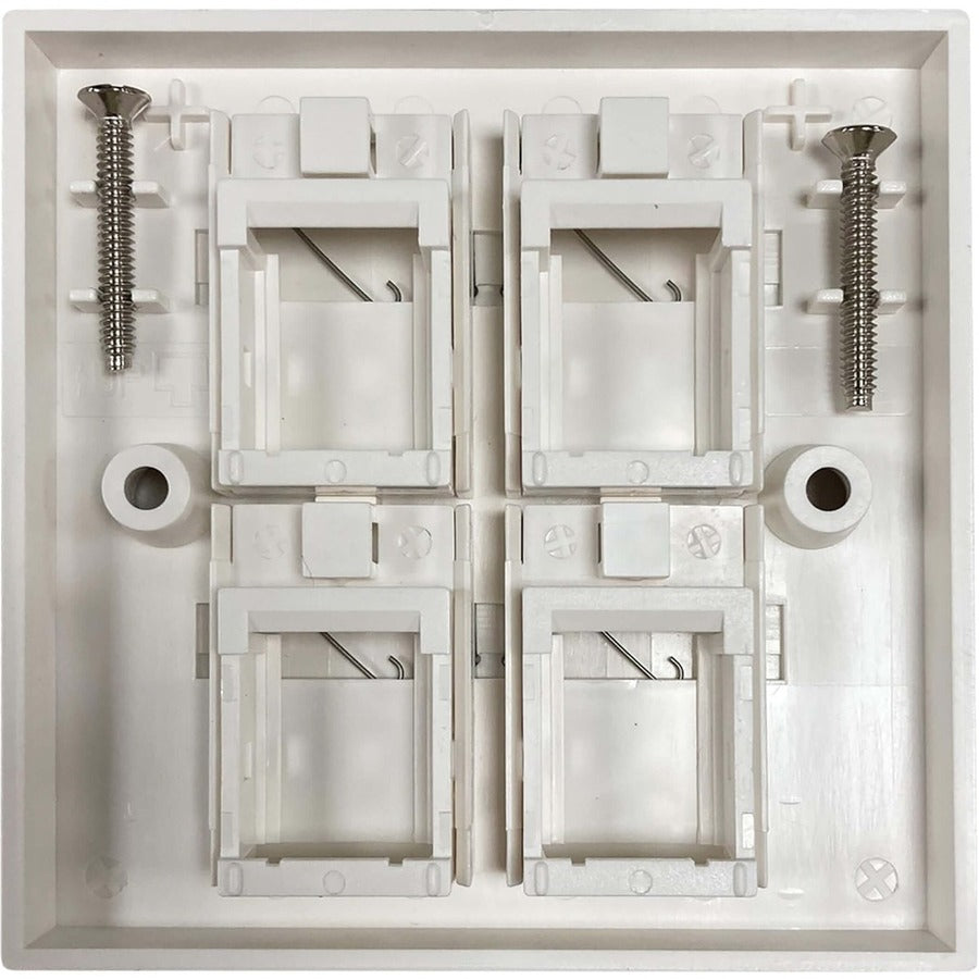 Tripp Lite by Eaton 4-Port UK-Style Keystone Wall Plate, Unloaded Shuttered Module, White N042U-W04-S