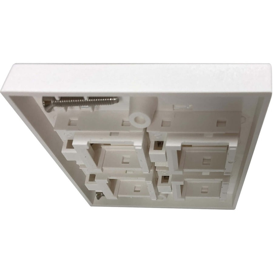 Tripp Lite by Eaton 4-Port UK-Style Keystone Wall Plate, Unloaded Shuttered Module, White N042U-W04-S