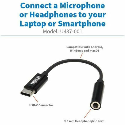 Tripp Lite by Eaton USB-C to 3.5 mm Headphone Jack Adapter U437-001