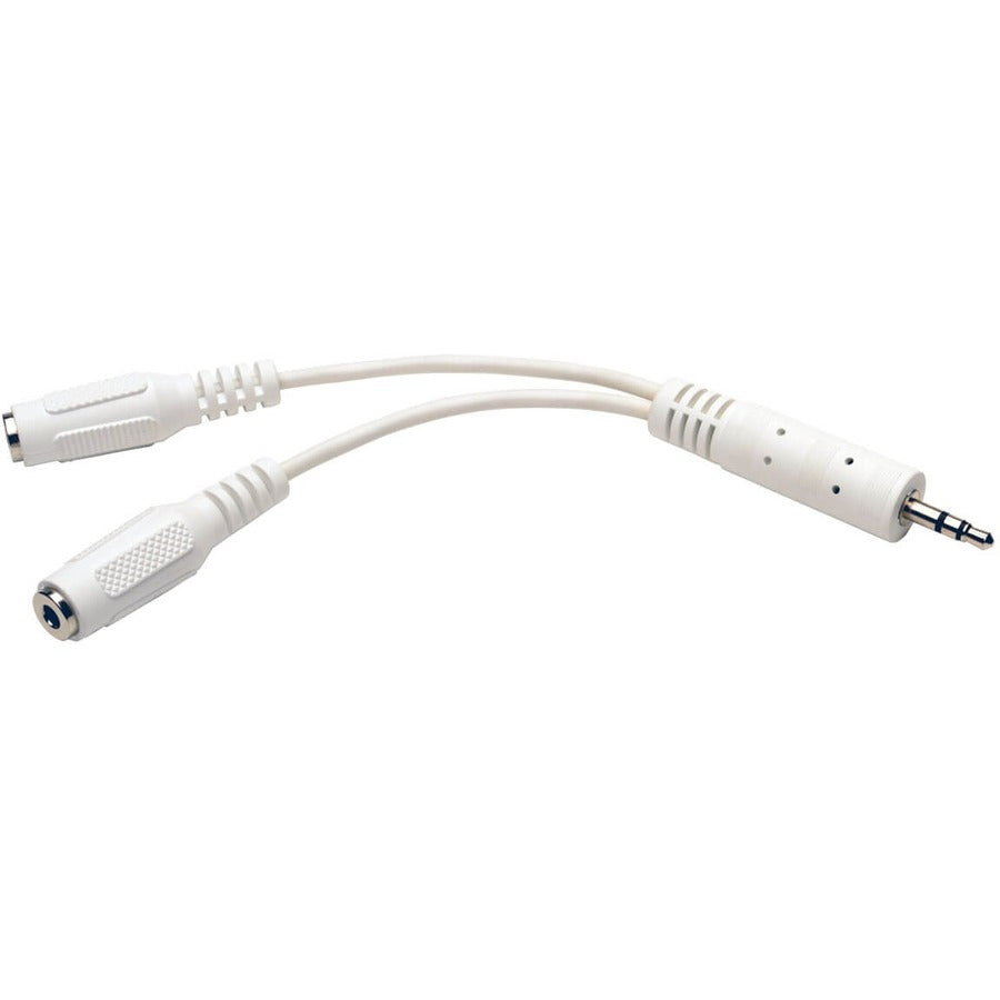 Tripp Lite 6in Mini Stereo Cable Adapter Y Splitter 3.5mm M to 2xF White 6" P313-06N-WH