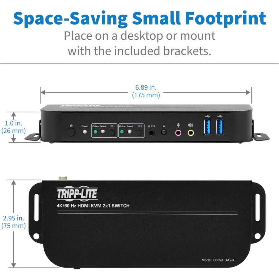 Tripp Lite by Eaton B005-HUA2-K 2-Port HDMI/USB KVM Switch B005-HUA2-K